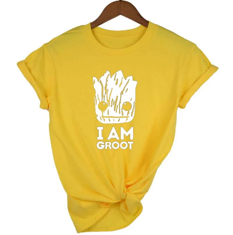 yellow Женская футболка, Звездные войны, аниме, малыш, поп Грут, летняя, забавная, я Грут, футболка, крутые топы, футболки, Homme, футболка - Цвет: yellow