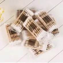 80 шт./компл. одноразовые ватные тампоны с двойной головкой для женщин с бутоном наконечником для макияжа для медицинских деревянных палочек Чистка ушей для носа инструмент для ухода за здоровьем