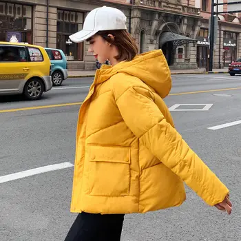 

Down Cotton Coat Women Winter Jacket Parka Loose Warm Thicken Coat Female Padded Oversize Hooded Winter Jacket Outerwear Q1897
