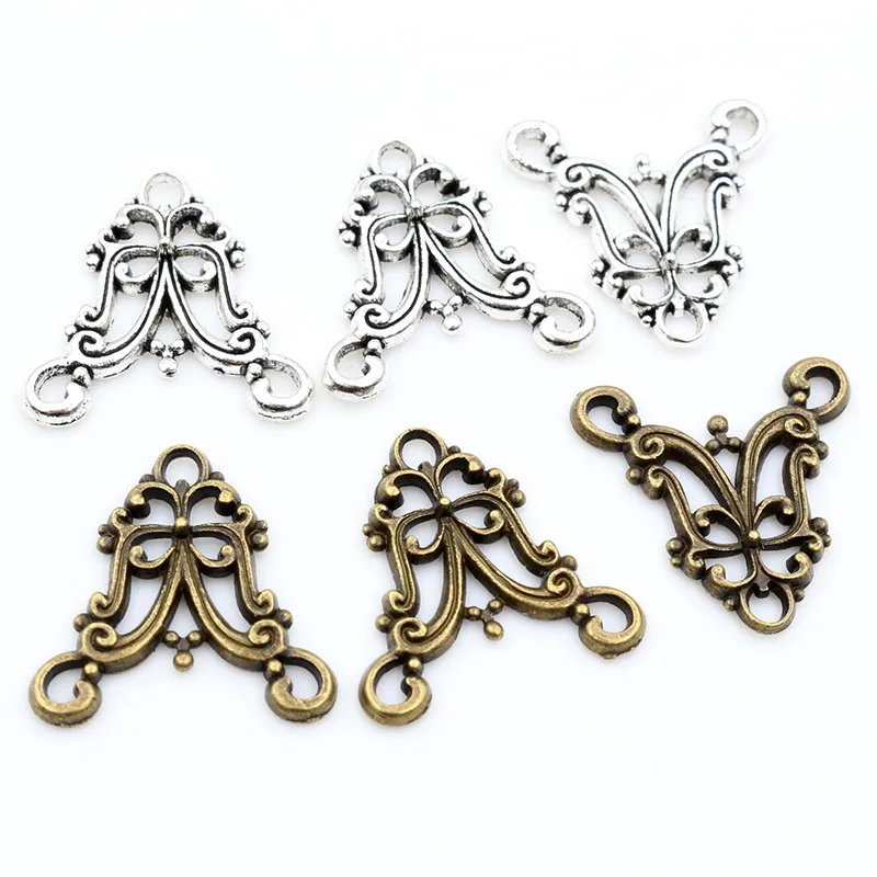 

30pcs/lot Antique Silver Plated/Bronze Flower Butterfly Style Connector Charm Pendant DIY Jewelry Supplies for Bracelet Necklace