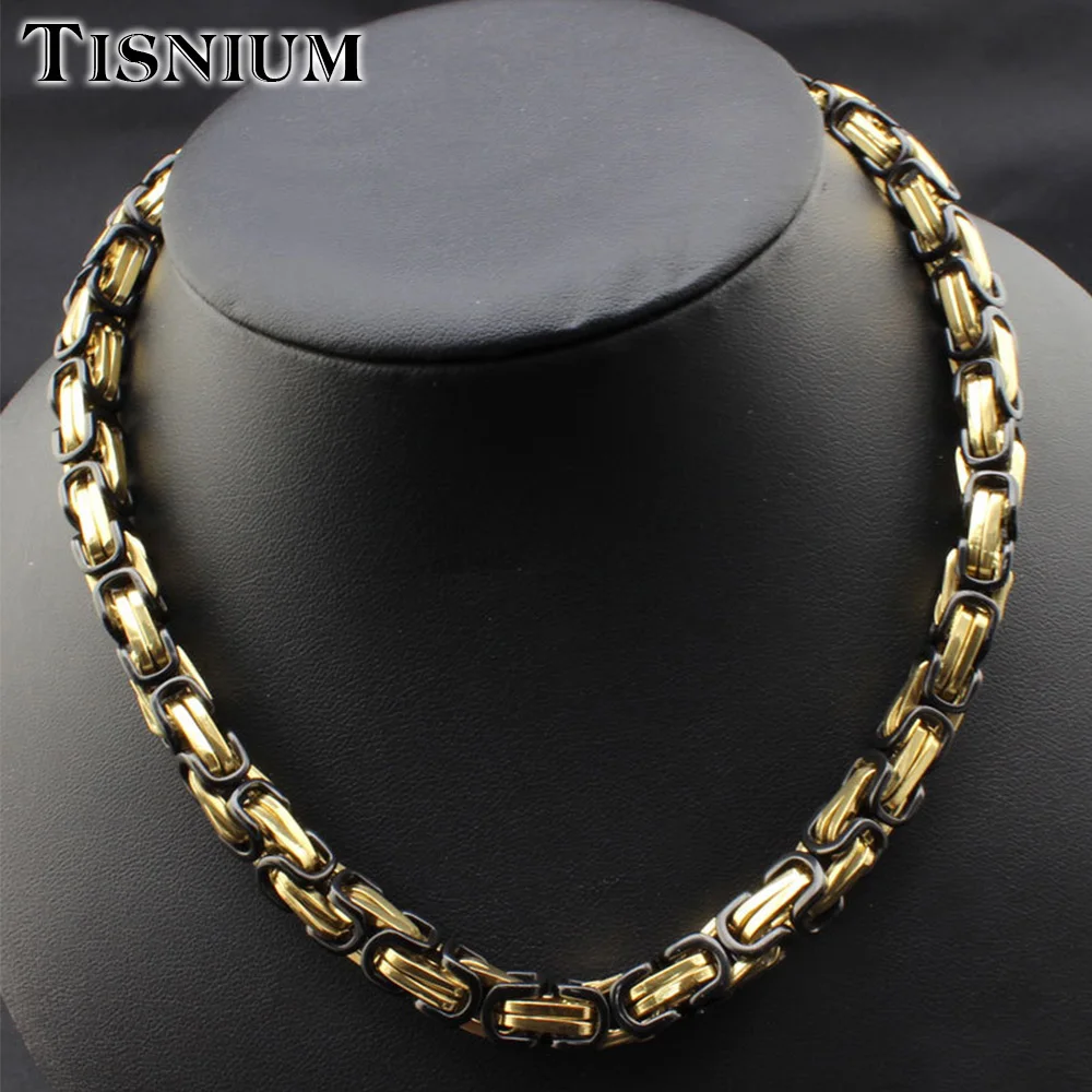 

Tisnium 8mm Gothic Style Men's Necklace Bracelet Byzantine Chain High Quality Stainless Steel Jewelry Steampunk Boys Gifts