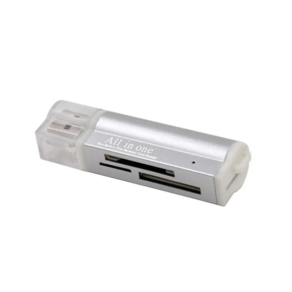 Кард-ридер многофункциональная Функция 4-в-1 Micro USB 2,0 адаптер карт памяти Micro SD карты памяти SDHC TF M2 MMC MS PRO DUO кард-ридер ГОРЯЧАЯ - Цвет: silver