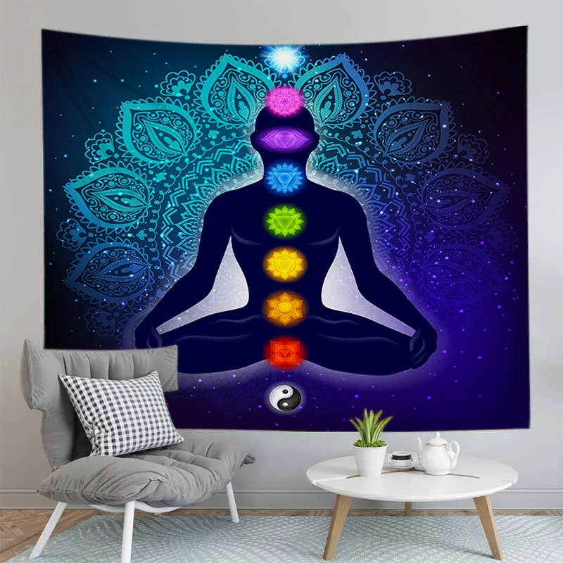 Indian Buddha Statue MeditationTapestry Wall Hanging Mandala Tapestries Wall Cloth Yoga Carpet Boho Decor