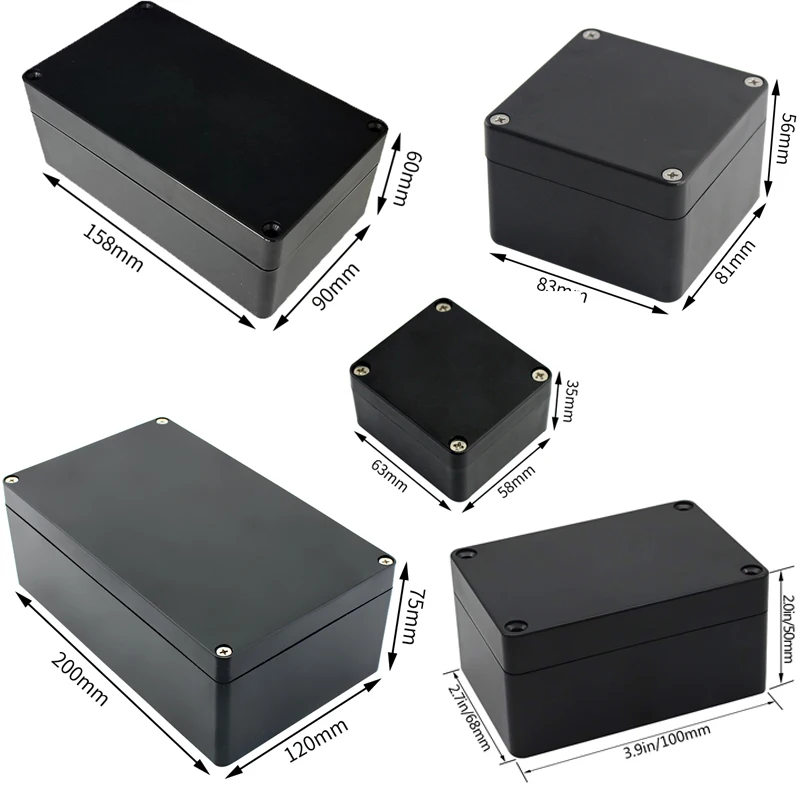 x 3.89 inch in Black L ABS Plastic Project Box Enclosure 5.89 x 2.36 H W