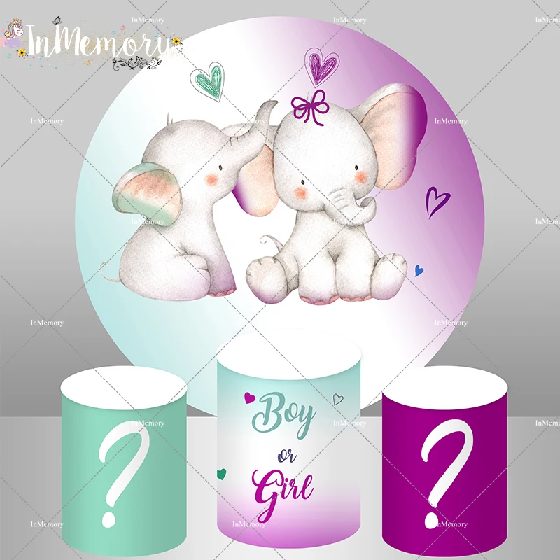 Genere Rivela Partito Rotondo Cerchio Sfondo Baby Shower Ragazzo O Ragazza Sfondo Neonato Compleanno Tavolo Banner Plinth Covers