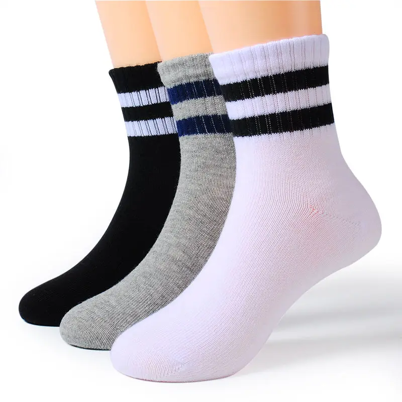 Носки для мальчиков хлопковые детские спортивные школьные носки в полоску