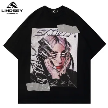 

LINDSEY SEADER Billie Tshirts Men Hip Hop Tees Tops T Shirt Streetwear Harajuku Tshirt Oversize Short Sleeve Summer T-Shirt Tops