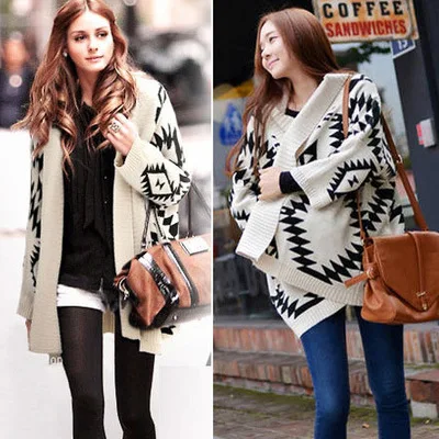 

2019 Women Fashion Europe America Style Autumn Winter Turn Down Collar Long Sleeve Desigual Cardigans Sweater 9291
