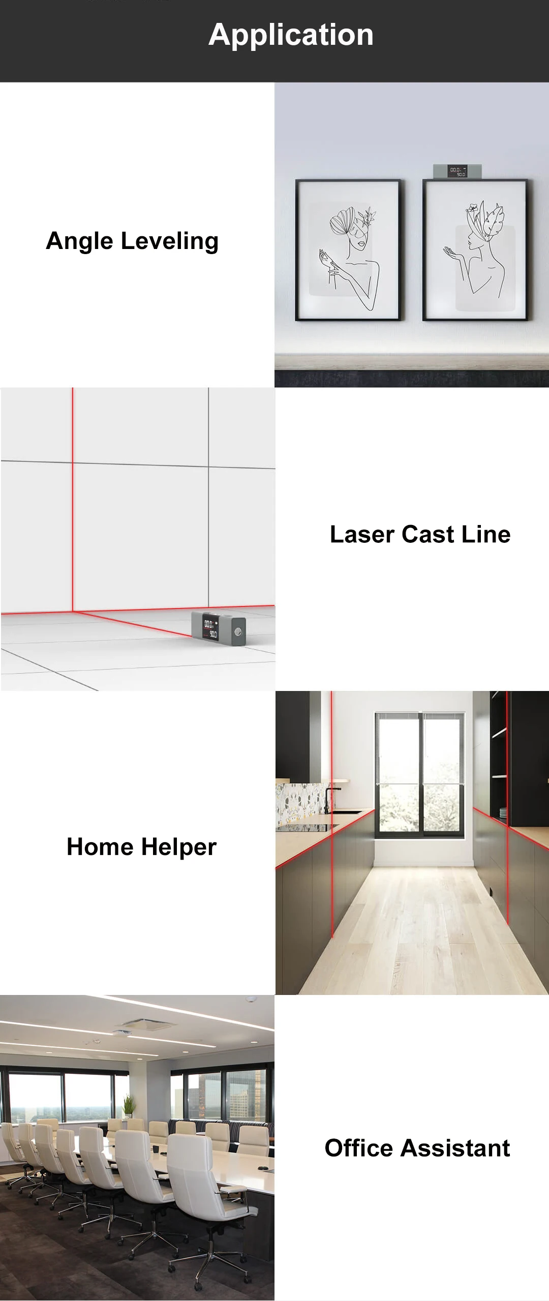 Portable Laser Angle Protractor Digital Inclinometer Angle Measure 2 in 1 Laser Level Ruler Type-C Charging Laser Measurement