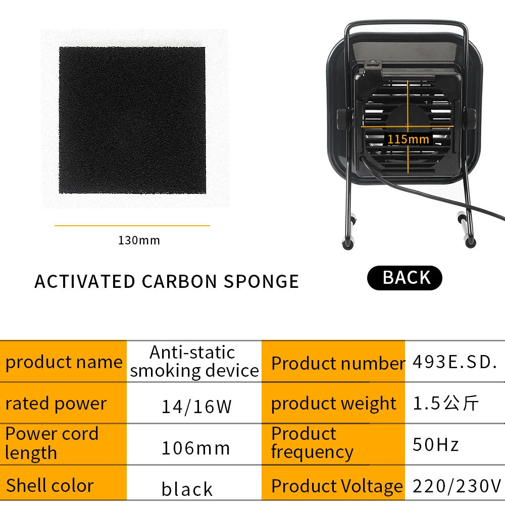 LUXIANZI 220V Soldering iron Smoke Absorber With Small Fan  ESD Smoking Instrument Filter Sponge Air-blow Speed Regulator Tool