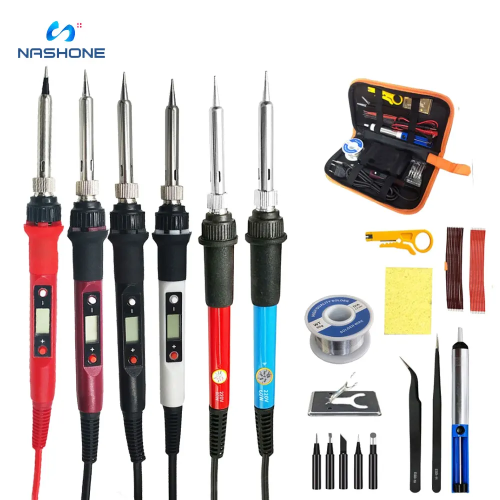 

60W/80W Digital Electric Soldering Iron Welding Iron Tips 110V 220V with Soldering Accessories Tips Stand 0.8mm 50g Tin Wire