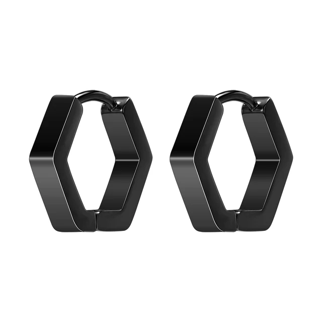 Stainless Steel Hoop Earrings for Women Men Black Rose Gold Plated Circle Round Earring Geometric Classic Cartilage Earrings EH699 Black