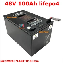  48v 100ah Lifepo4 battery with BMS for 7000W agricultural machine tricycle motorcycle boat car scooter ebike +10A charger 