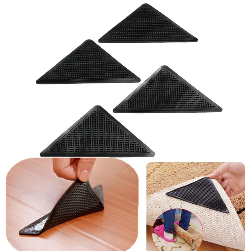 Carpet Anti Slip Reusable Rug Tape Rug Stoppers Washable Corner Pads Rug  Corner Grippers Square Carpet Tape For Area rugs - AliExpress