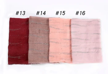 

2020 summer muslim women linen viscose Cotton hijab scarf shinny diamonds with glitter femme musulman shawls islamic headscarf