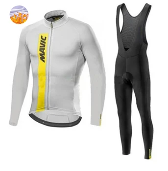 

2020 Mavic Winter Cycling Clothing Man Long Sleeve Jersey Set Thermal Fleece Maillot Ciclismo Road Bike Keep Warm Riding