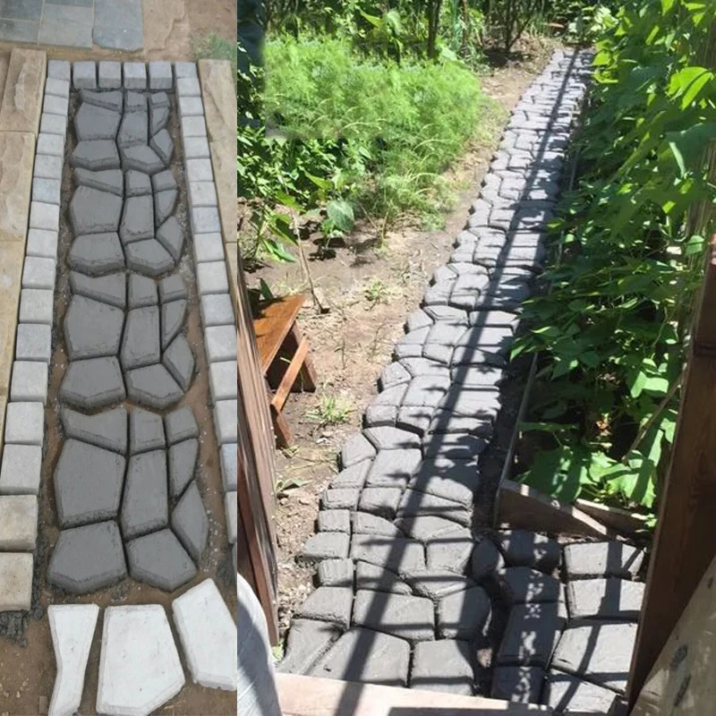 Сад неправильной формы для литья DIY Пластиковый путь производитель тротуар сад бетон шаговый кирпичная кладка цемент кирпичные формы для дороги