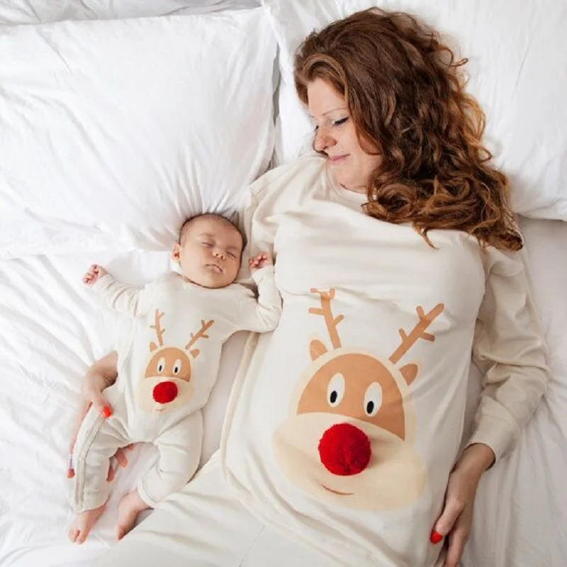 Одежда для мамы и сына; толстовка с рисунком оленя для мамы и дочки; Детские Комбинезоны на Рождество для новорожденных; пижамы; Одинаковая одежда для семьи