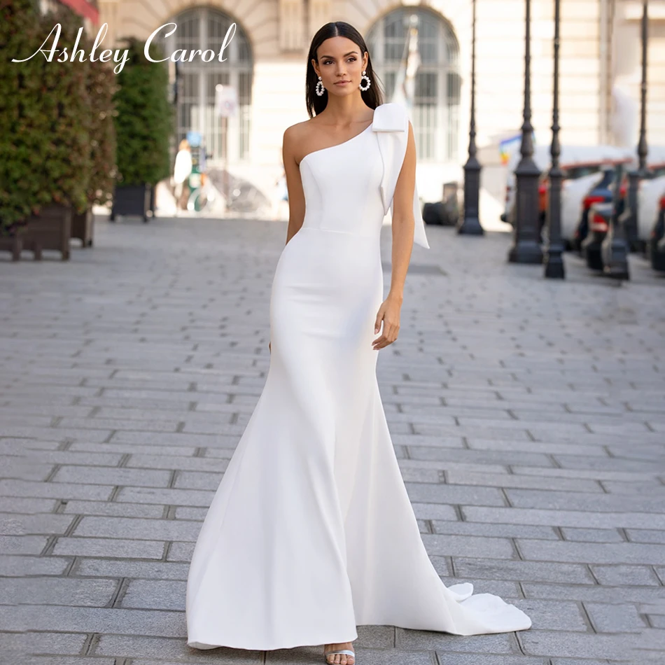 One shoulder bow wedding dress Clearance