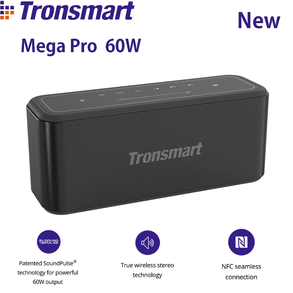 Tronsmart Mega Pro Bluetooth Speaker 60W Enhanced Bass Portable Speaker TWS Column with NFC, IPX5,10Hours Playtime,Touch Panel Tronsmart Mega Pro Bluetooth Speaker 60W Enhanced Bass Portable Speaker TWS Column with NFC, IPX5,10Hours Playtime,Touch Panel