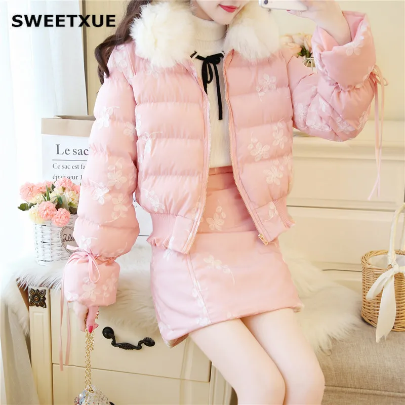 SWEETXUE Элегантный Повседневный Женский комплект из 2 предметов съемный меховой