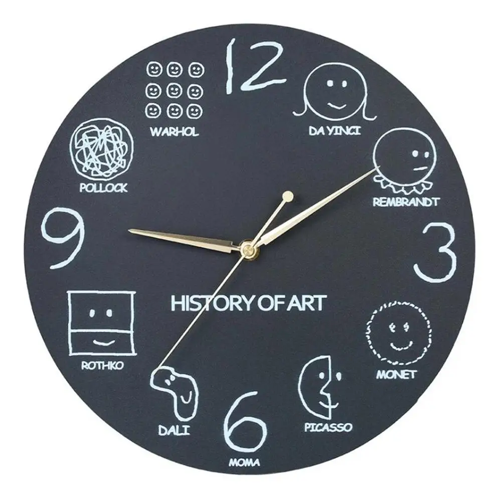 

Wooden Math Wall Clocks Silent Black Wall Clock Innovative Carton Decorative Wall Clock for School Home Office