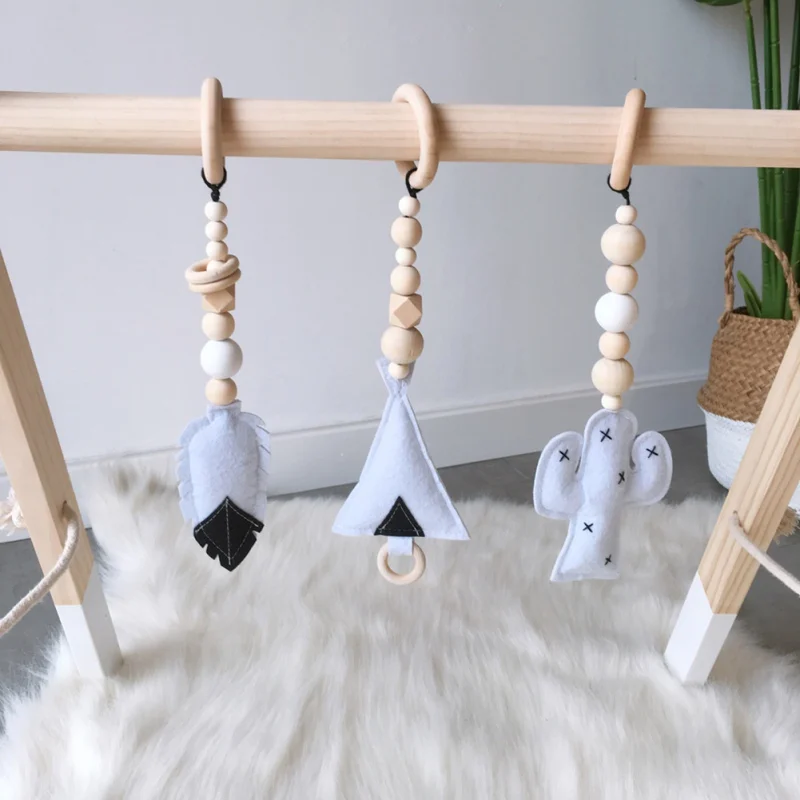 Скандинавские простые Стильные Мультяшные деревянные фетровые подвесные украшения для детской комнаты