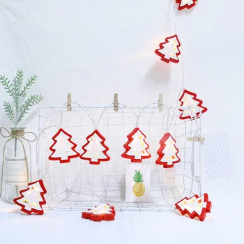

LED Double-Sided Wooden Starlight String Heart-Shaped Christmas Tree Room Party Christmas Atmosphere Decoration String Lights