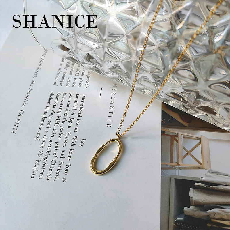 

SHANICE New 925 Sterling Silver Pendant Choker Necklace INS Frosty Niche Hollow Oval Boho Chain Necklace Collier Women Jewelry