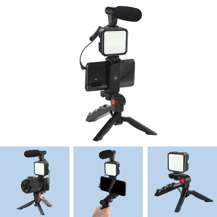 Equipamento de Gravação Vídeo com Tripé Obturador para Câmera do Telefone Mamen Smartphone Vlogging Preenchimento Youtube Conjunto Vlogger Kit Luz - Image 3