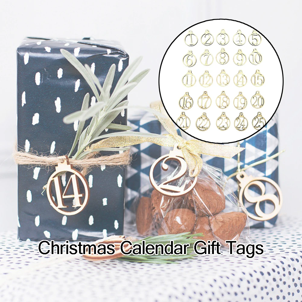 1-25 Wooden Christmas Advent Calendar Gift Tags Number Countdown House Decoration Gifts 25pcs | Дом и сад
