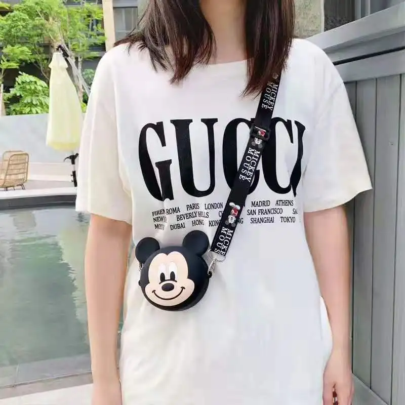 Disney mickey mouse New Coin Purse lady minnie shoulder messenger bag Cute Card Bag Card Pack Cartoon Silicone Storage Bag