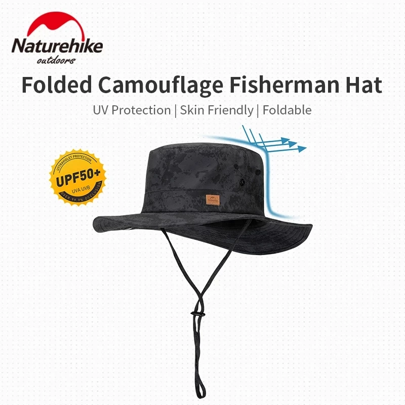 Naturehike Camping Fisherman Cap 62g Ultralight Fold Over Sunscreen Camouflage Big Brim Beach Straw Hat Outdoor Hiking Fishing 6