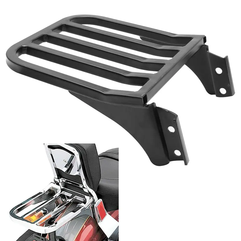Black Motorcycle Sissy Bar Backrest Luggage Rack For Harley Sportster