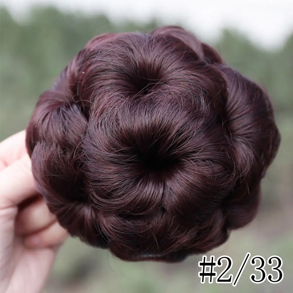SalonChat бразильские афро волосы шиньон 4 цвета булочка пончик-шиньон клип в шиньон Remy человеческие волосы для наращивания булочка для женщин - Цвет: #33