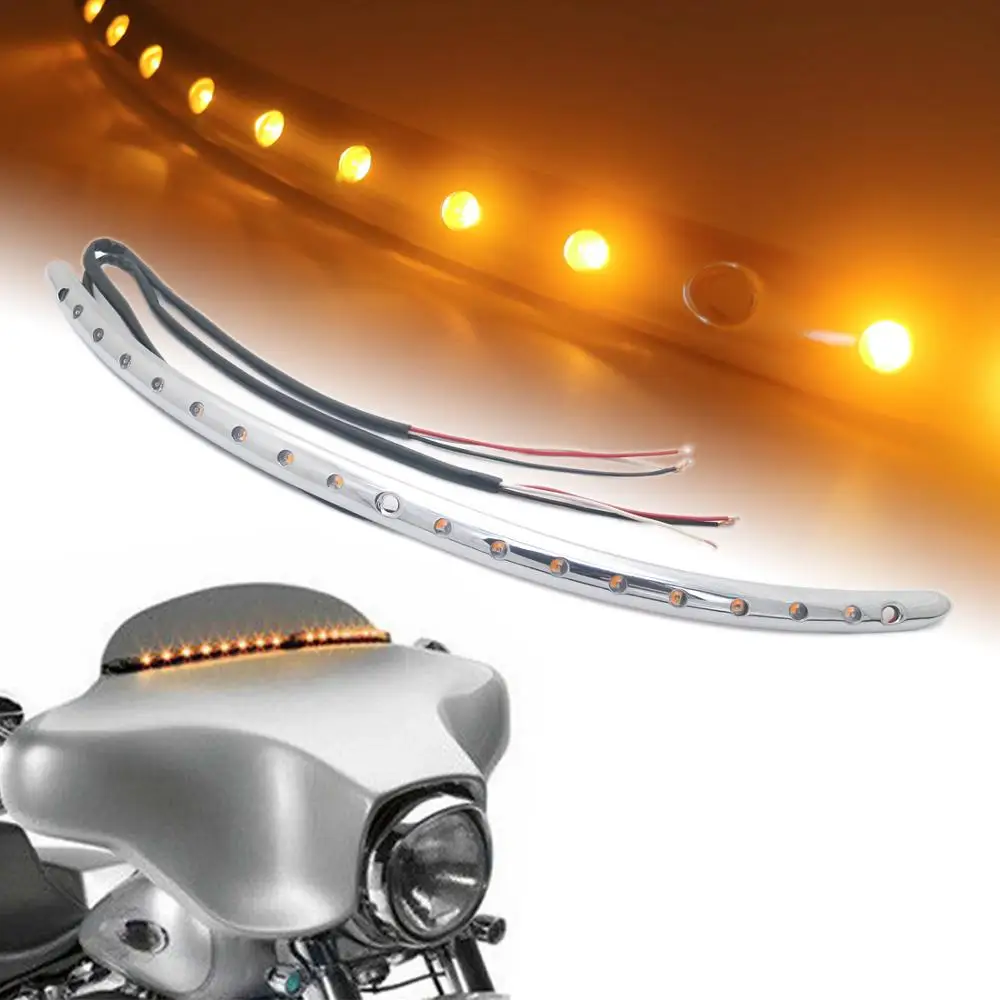 Хромированная отделка лобовое стекло светодиодный поворотник светильник для Harley Touring Electra Road Glide Street Glide
