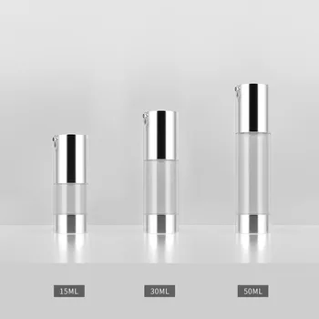 

15/30/50ml silver Airless Lotion Cream Pump Bottle Small Travel Cosmetic Skin Care Cream Plastic Container Airless Dispenser
