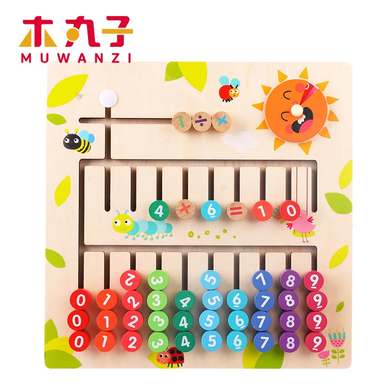 

Mwz enlighten Teaching Aids CHILDREN'S Primary School Learning Mathematics +/- Computing Wooden Children with Numbers Find a Cog