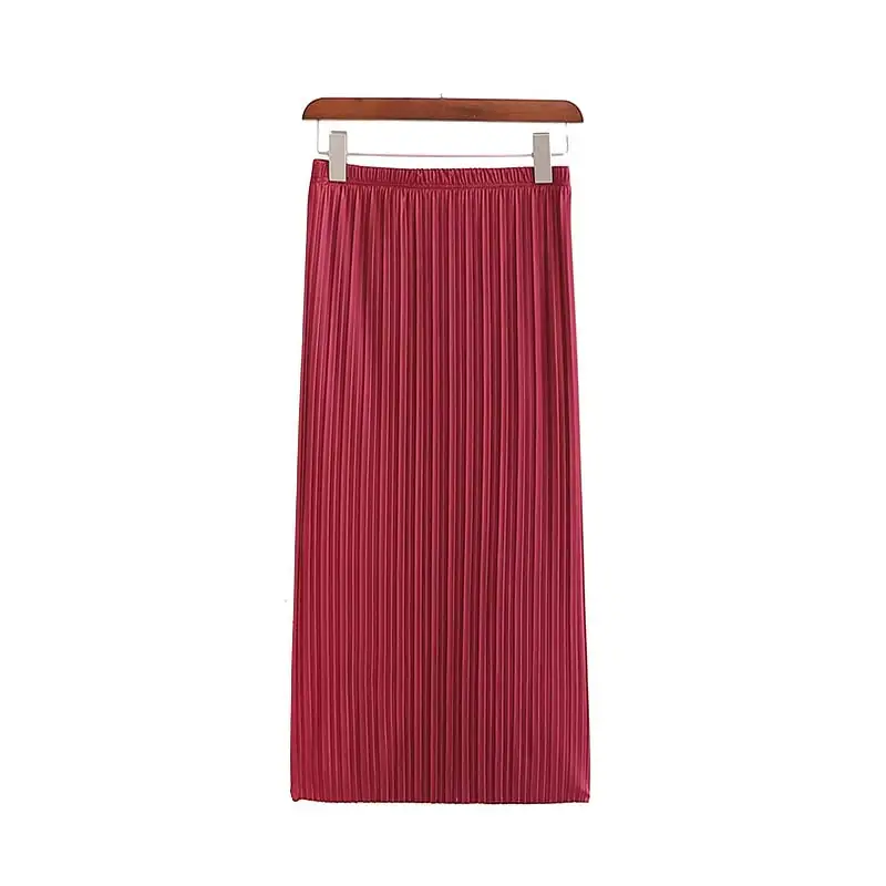 Женское элегантное платье vadim плотная плиссированная юбка с эластичной талией Миди юбки женские повседневные Модные средней длины Удлиненная юбка mujer BA761 - Цвет: as picture