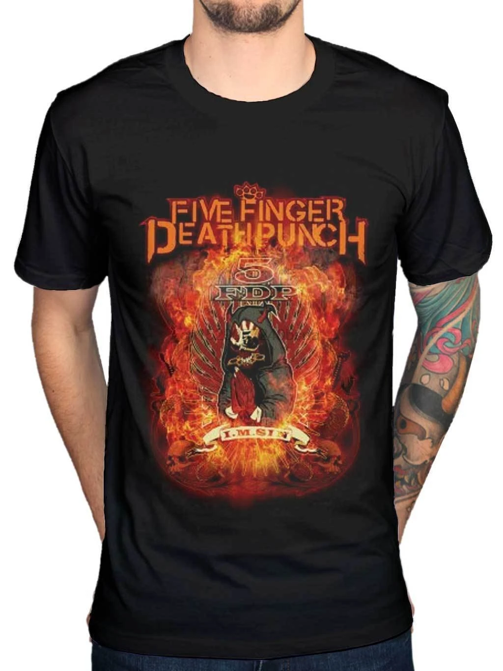 Официальная футболка с принтом 5 &quotFive Finger Death Punch In Sin модная Merch FFDP 5FDP 2019 100% хлопок |