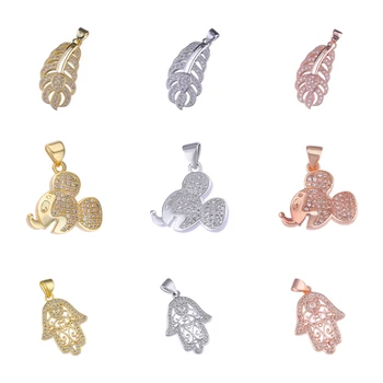 

Juya DIY Jewelry Making Handmade Feather Mickey Fatima Butterfly Elephant Charm Pendants For Fashion Necklace Bracelet Making