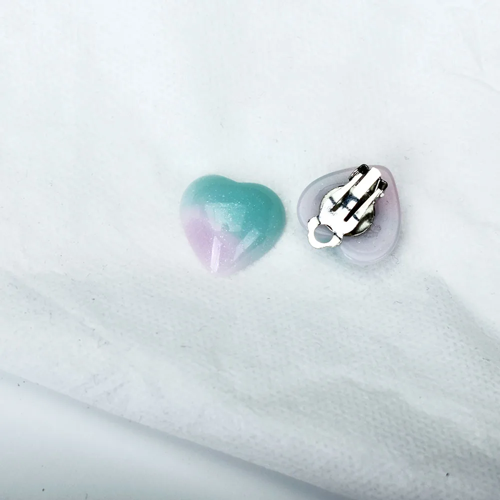 Ear Clip Earrings Clip Earrings Ear Clip Ear Accessories Non Pierced Women Resin Jewelry Big Heart Clip On Earrings Without Piercing Female Ear Cuff Earring