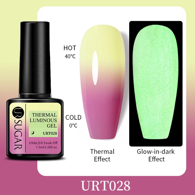 UR SUGAR 7.5ml Luminous Thermal Gel Nail Polish 2 In 1 Color Changing Glow in Dark Soak Off Manicuring UV Gel Nail Art Varnish URT028