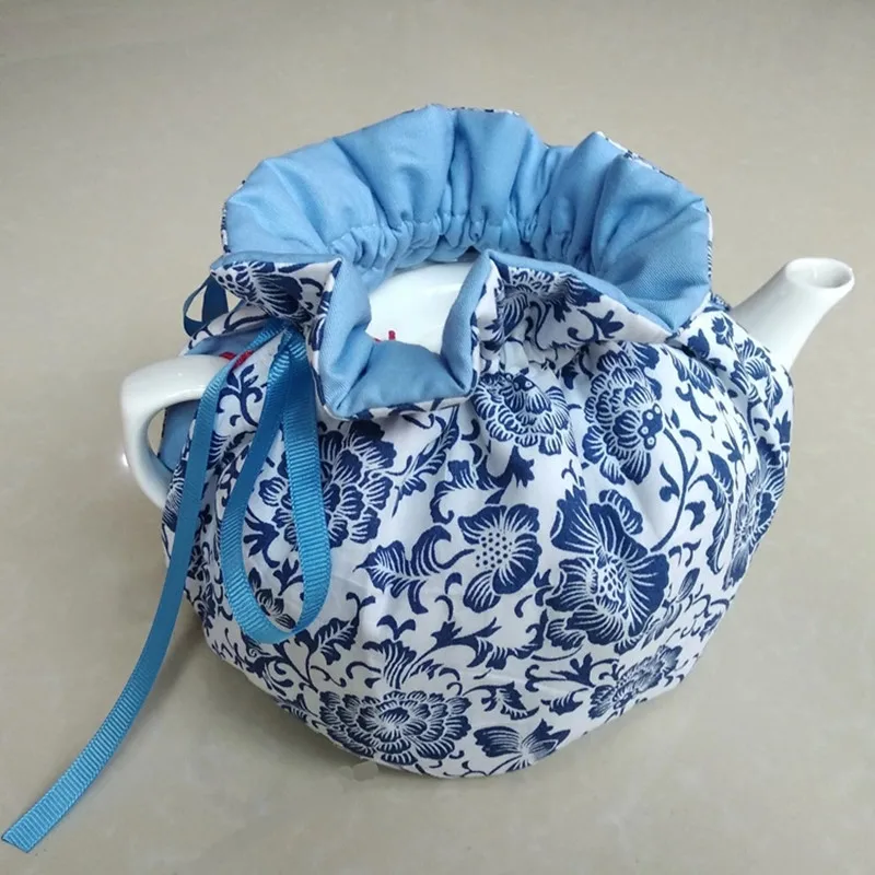 Navy Style Blue And White Porcelain Printed Cotton Teapot Keep WarmHome Decorative Teapot Dust-proof Cover