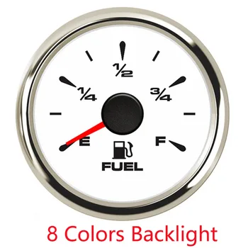 

Universal Fuel Level Gauge Waterproof 52MM Fuel Level Indicator Meter With 8 Colors Backlight For Car Boat Marine Truck 12V/24V