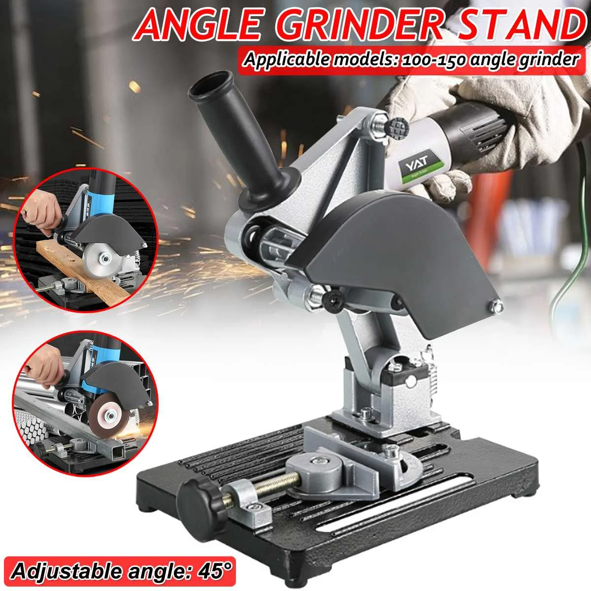 

Angle Grinder Stand Angle Grinder Bracket Holder Support for 100-150 Cutter Angle Grinder Cast Iron Base Power Tool Accessory