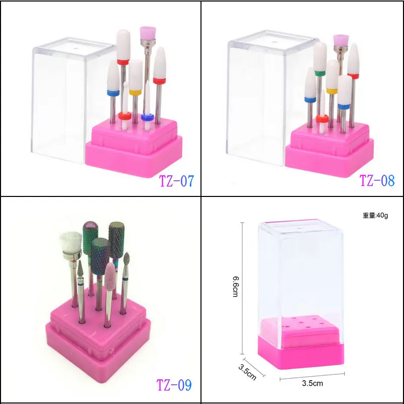  7 Pcs Ceramic Nail Drill Bits Set with Box Milling Cutter Manicure Machine Accessories Electric Nai