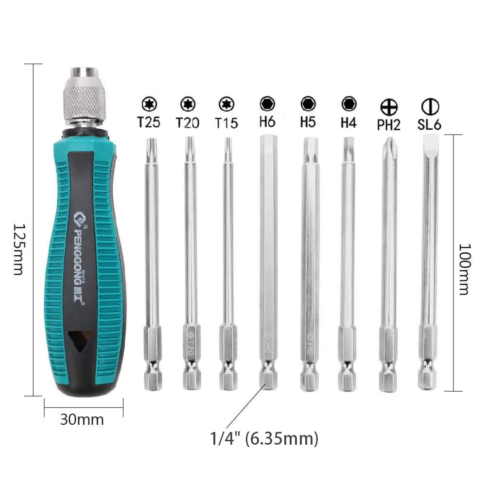 NICEYARD 9 шт./компл. 1/" 6,35 мм шлицевые отвертки шестигранный T15 T20 T25 Torx отвертка с магнитной отверткой Phillips