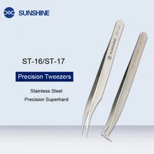 ST-16 ST-17 из нержавеющей стали прецизионные сверхжесткие пинцеты антистатические ESD плоские изогнутые наконечники пинцет Электроника телефон инструмент для ремонта