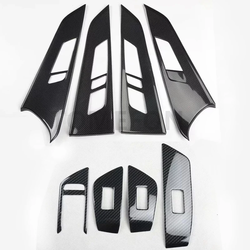 CARBON8pcs TOMEFON для Audi A4L A4 B9 LHD ABS внутренняя дверная ручка подлокотник панель окно Лифт крышка наклейка отделка Аксессуары Карбон - Название цвета: CARBON8pcs